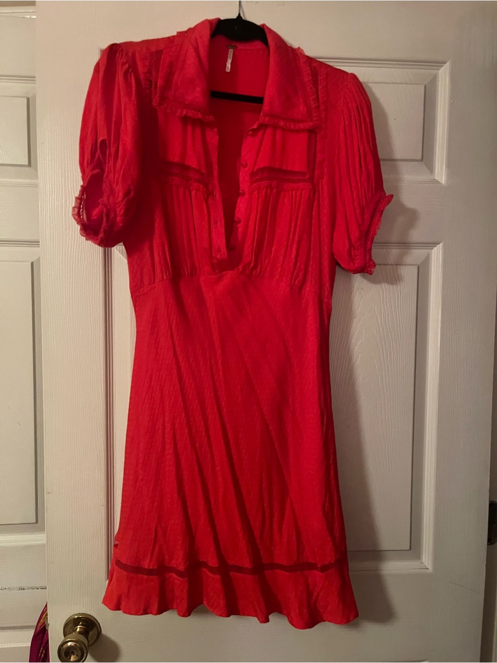 Free People Red Mini Short-Sleeve Dress